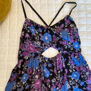 Free People Black Floral Tank Top